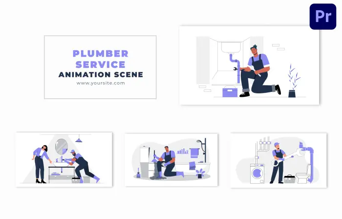 Plumber Services Flat 2D Vector Animation Scene